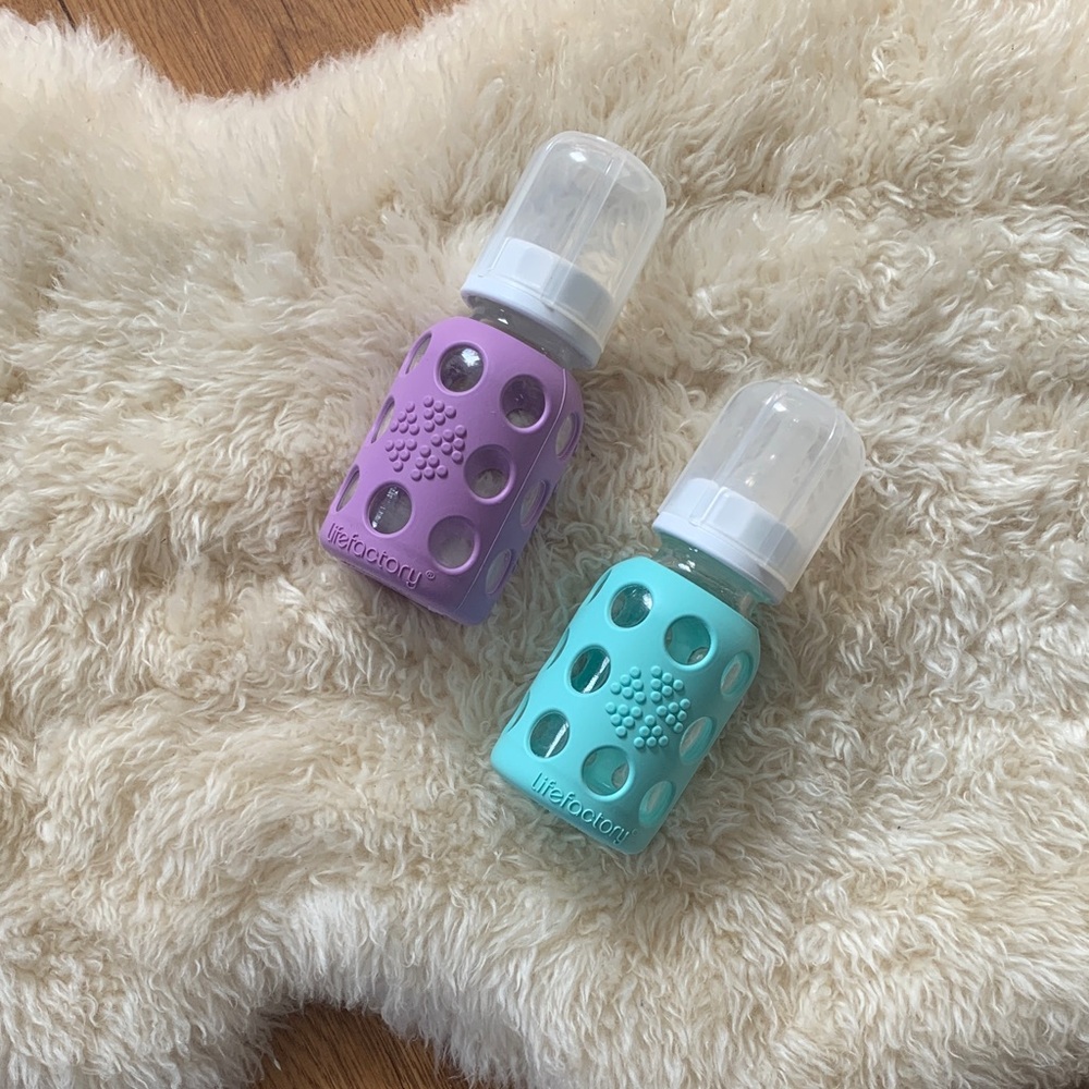 Lifefactory 4 oz Baby Bottles with Silicone Sleeves